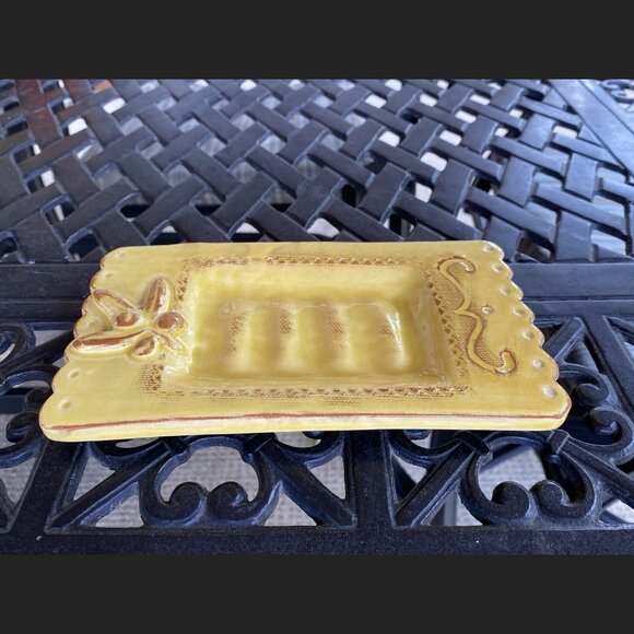 French Pottery Soap Dish - Fleur de Terre - Olive Branch - Picture 2 of 7